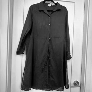 J.Crew Factory Drawstring Shirt Dress Medium Black BR599
